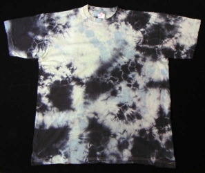 Black and blue crumpled dye on white