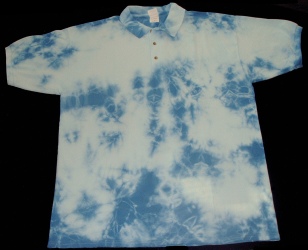 Light blue crumpled dye on white