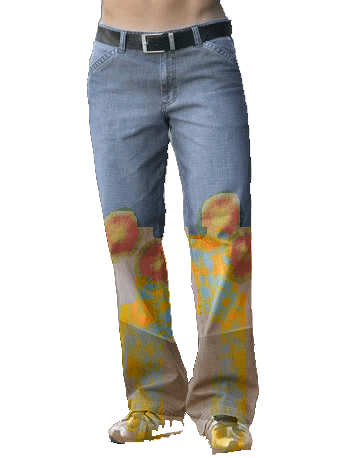 example of partly dyed jeans