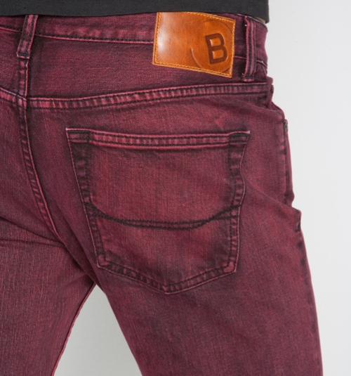 red-overdyed black jeans