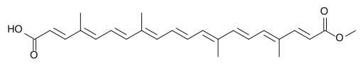 Bixin (methyl (9-cis)-hydrogen-6,6'-diapo-psi,psi-carotenoidioate)