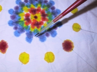 picture
of pipette dripping on mandala dyed t-shirt